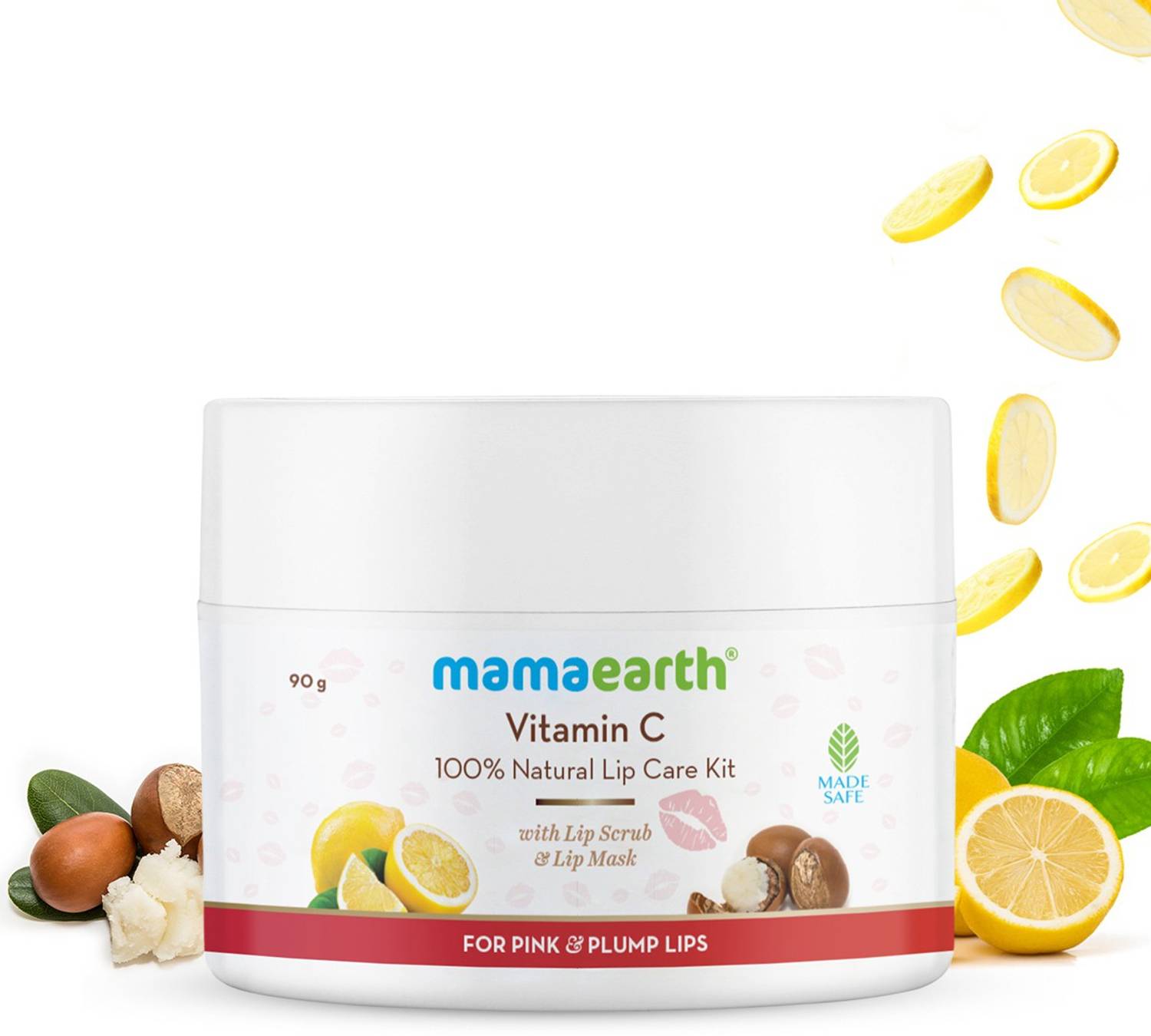mamaearth vitamin c lip balm 100% Natural Care Kit With Lip Scrub & Lip Mask For Pink and Plump Lips Vitamin C a natural tint