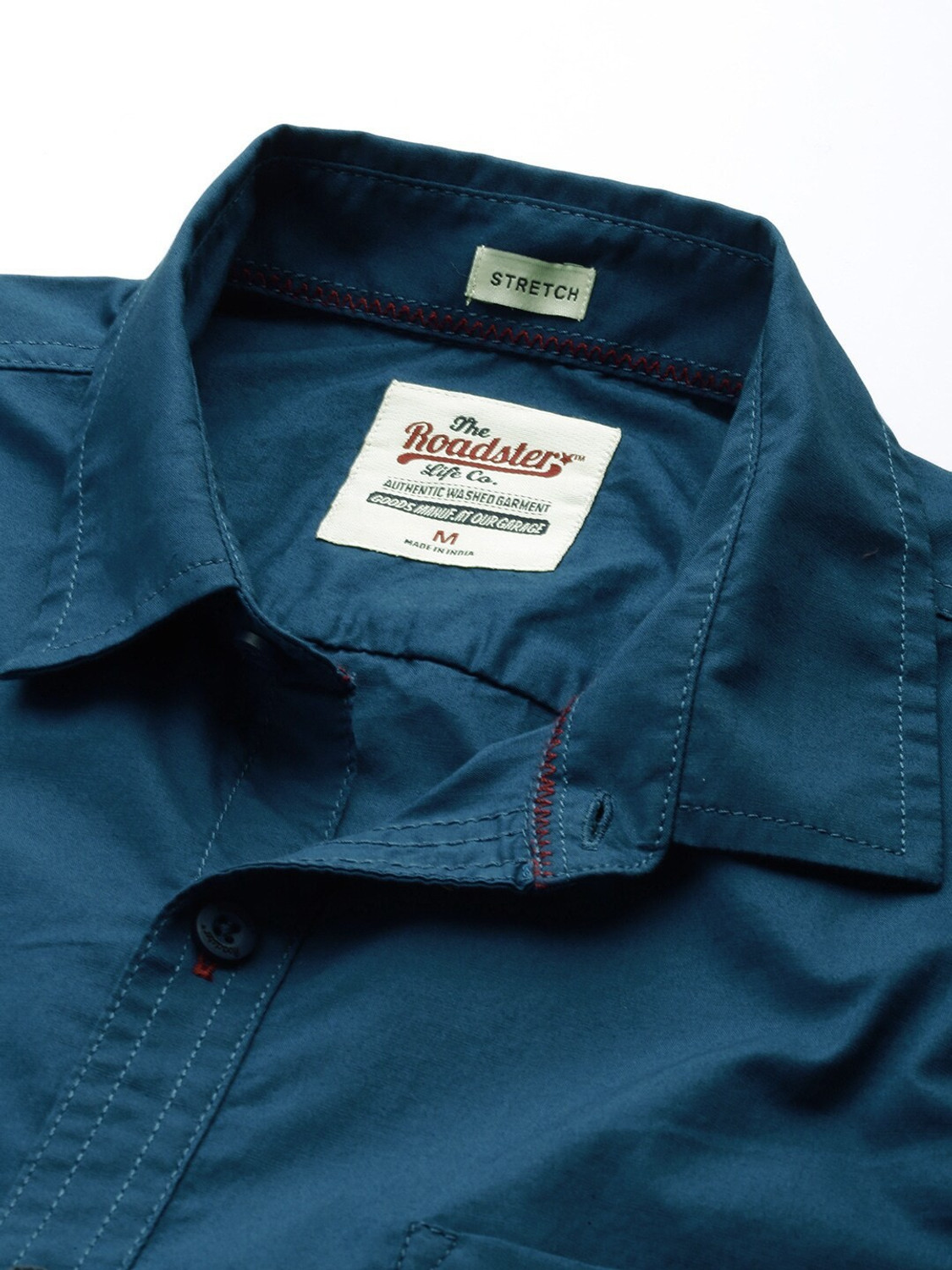 Image of Roadster Men Solid Casual Blue Shirt