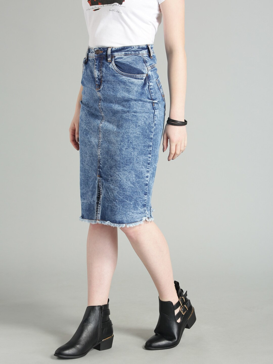 Image of Roadster Washed Women Straight Blue Skirt