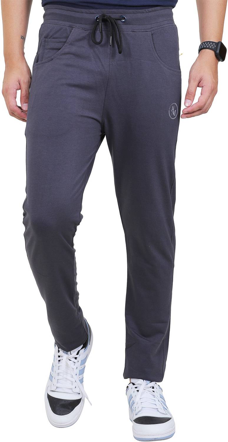 Acid & Metal Solid Men Grey Track Pants