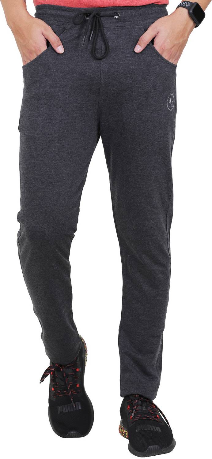 Acid & Metal Solid Men Black Track Pants