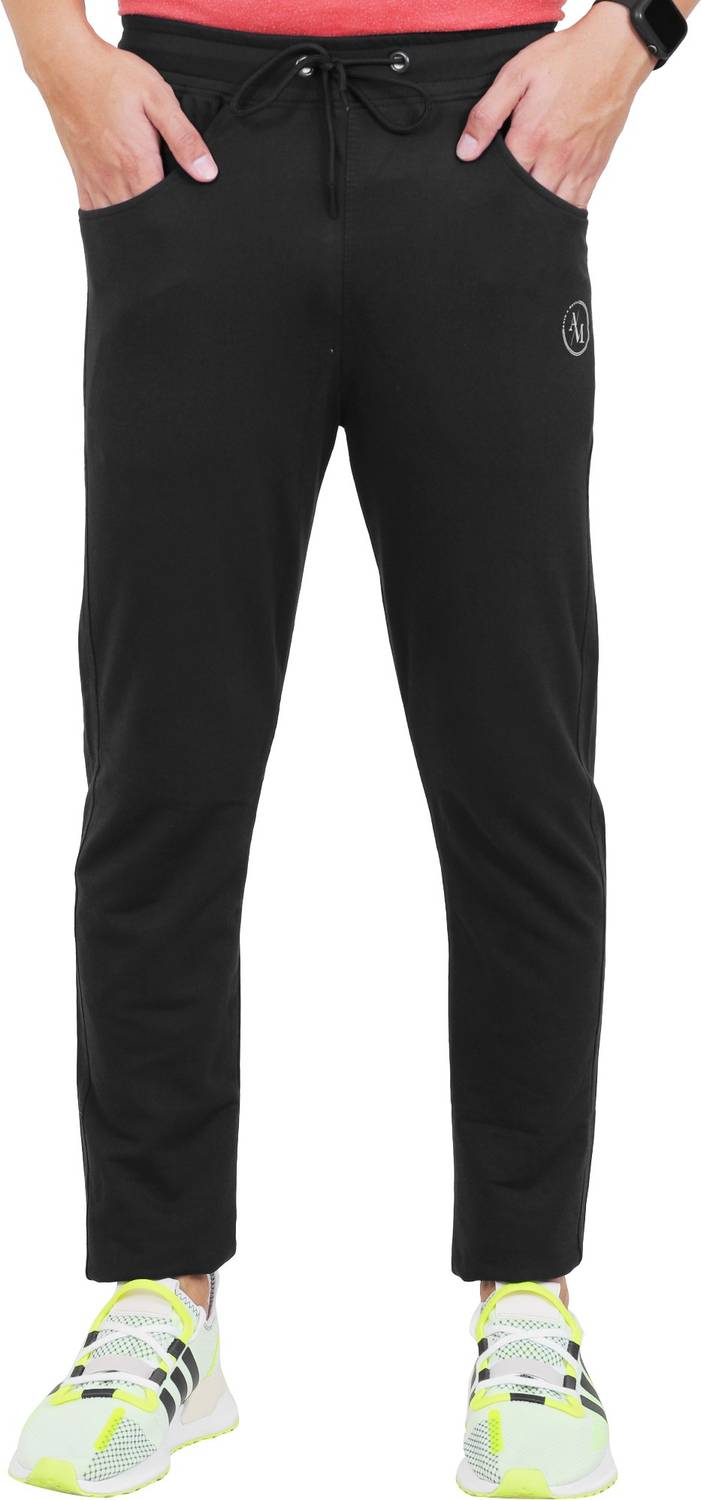 Acid & Metal Solid Men Black Track Pants