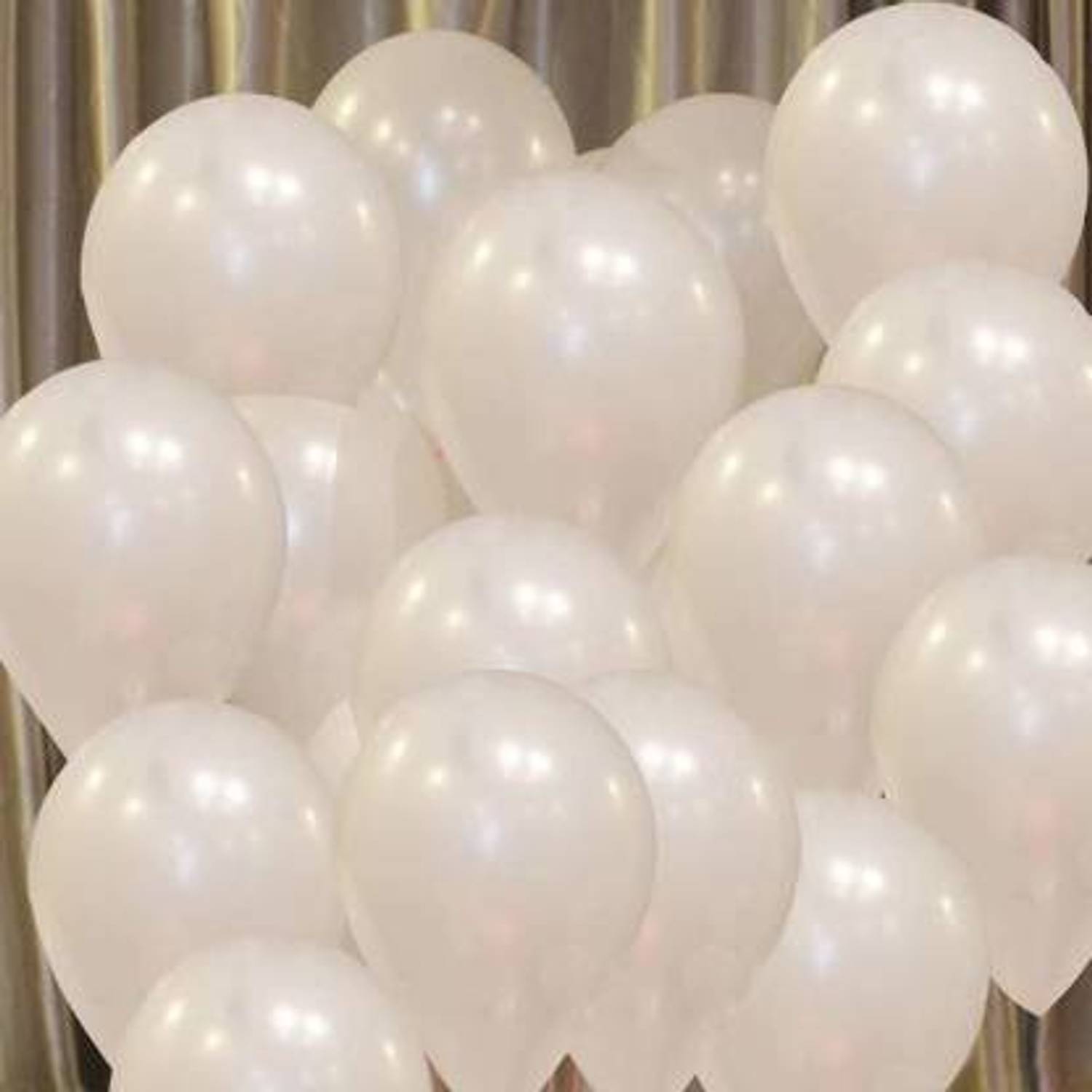 ADORNIO Solid Solid Metallic white Balloons For party and celebrations(pack of 50) Balloon