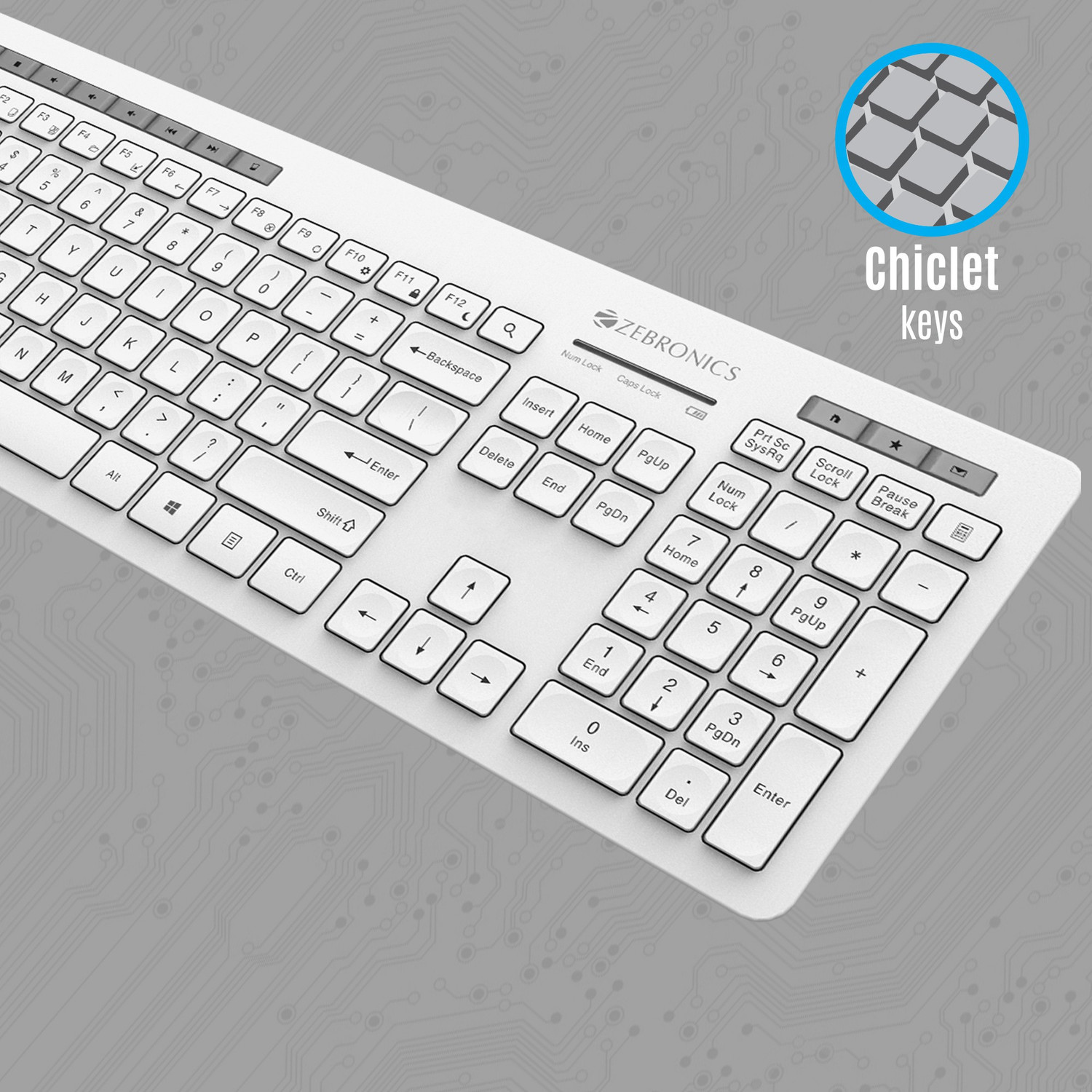 Image of ZEBRONICS Zeb-Companion 500 and Mouse Combo Wireless Standard Desktop Keyboard Compatible with Desktop, Laptop, Mac with Upto 1600 Adjustable DPI Optical Mouse, 2.4GHz Wireless, 119 Keys Layout, Dedicated Rupee Key Symbol, 12 Multimedia Keys, Ultra-Silent Chiclet Keys (White, Grey)