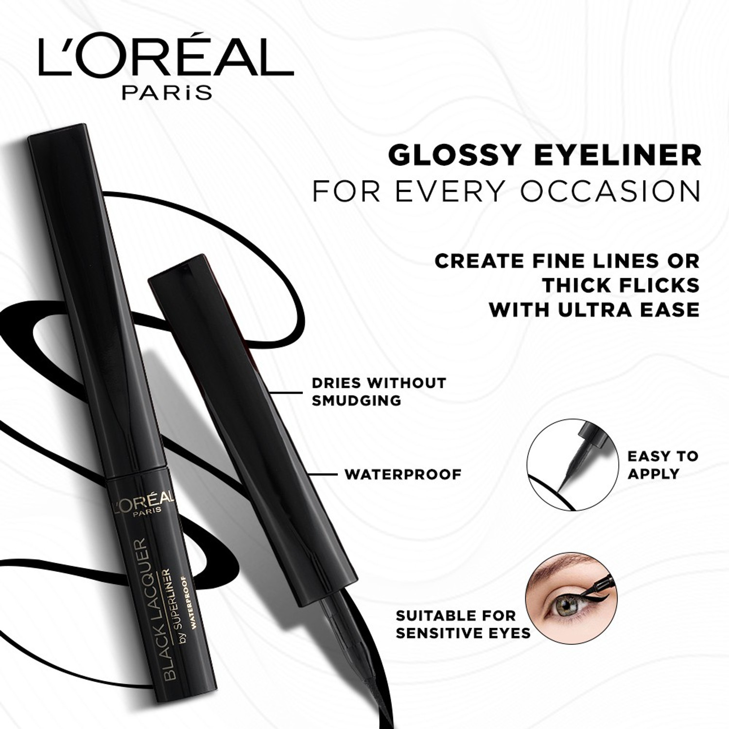 Image of L'Oreal Paris Super Liner Black Lacquer Eyeliner Waterproof 1 ml
