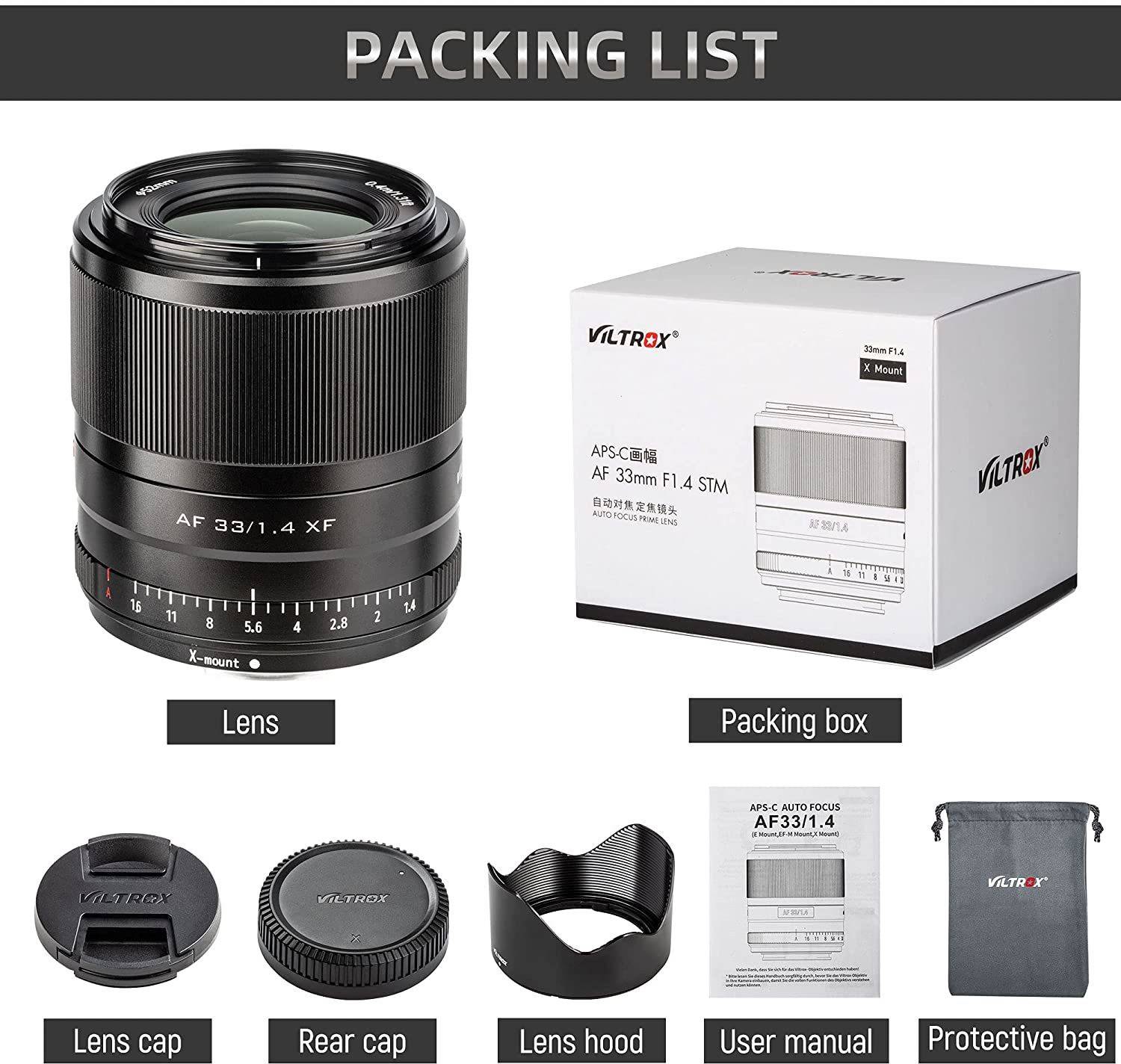 viltrox XF 33mm F1.4 APS-C Prime Autofocus For Fuji X-mount