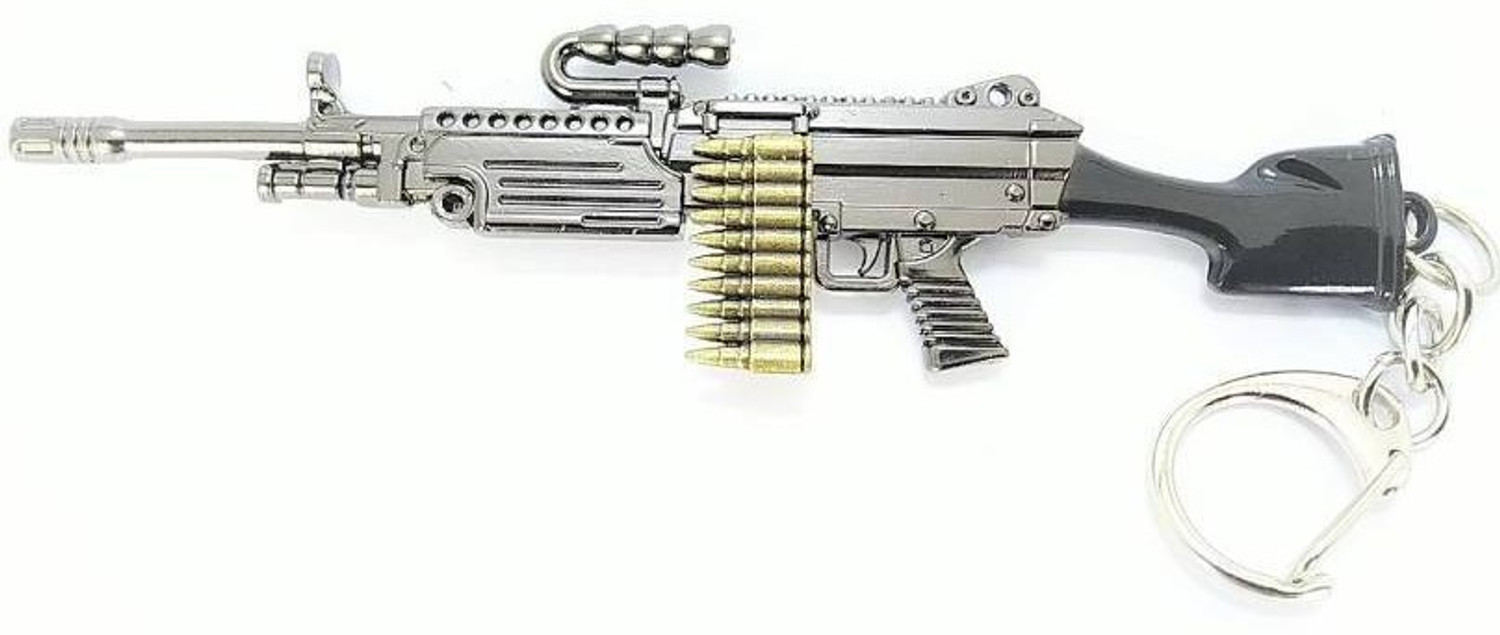 Image of eWAVE PUBG Real 3D Metal Body M249 Gun Length Key Chain Locking Key Chain