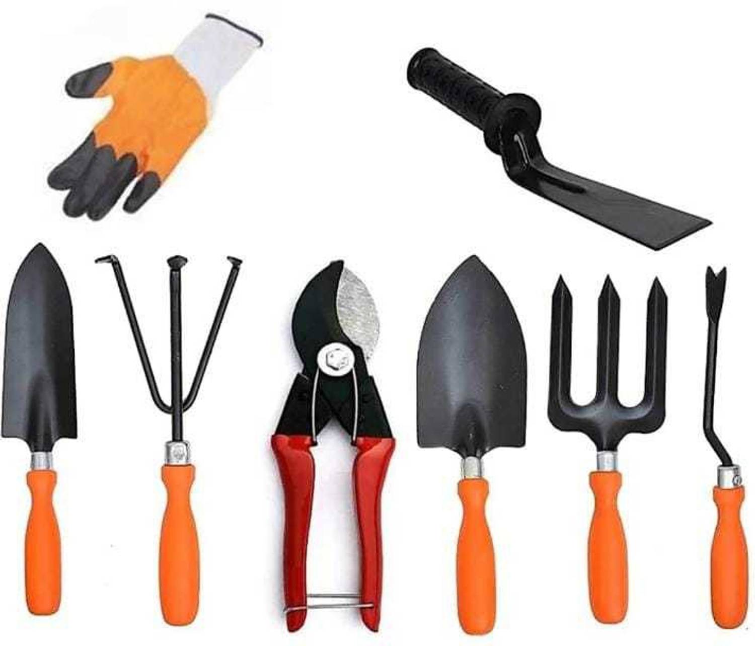 AGT Garden Tool Set include Khurpa, Cultivator, Heavy Cutter, Small & Big Trowel, Hand Fork & Weeder for Gardening Garden Tool Kit