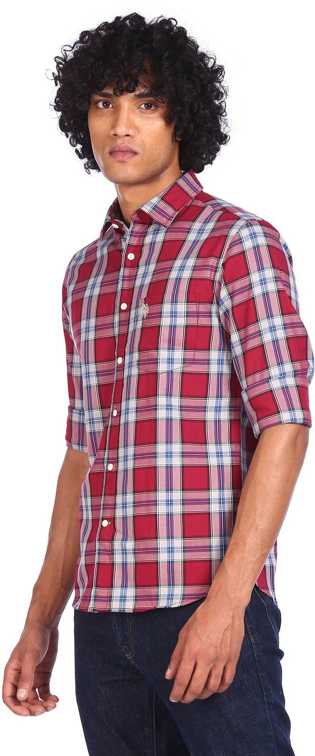 U.S. POLO ASSN. Men Red Checkered Shirt - Image 1