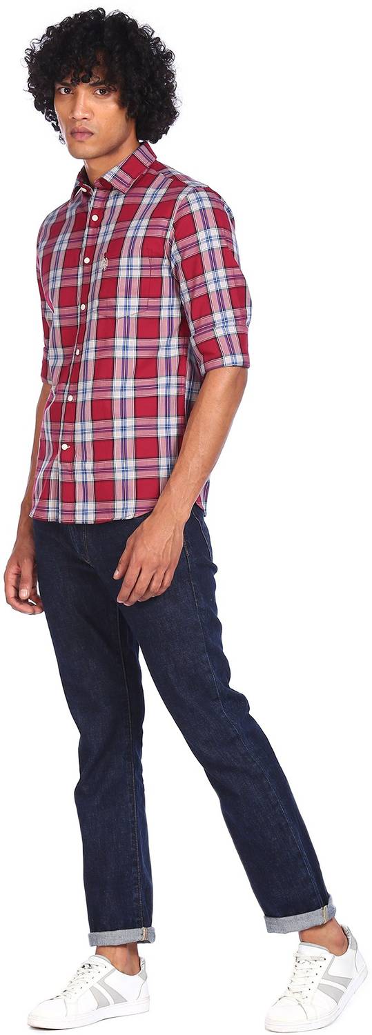 U.S. POLO ASSN. Men Red Checkered Shirt - Image 4