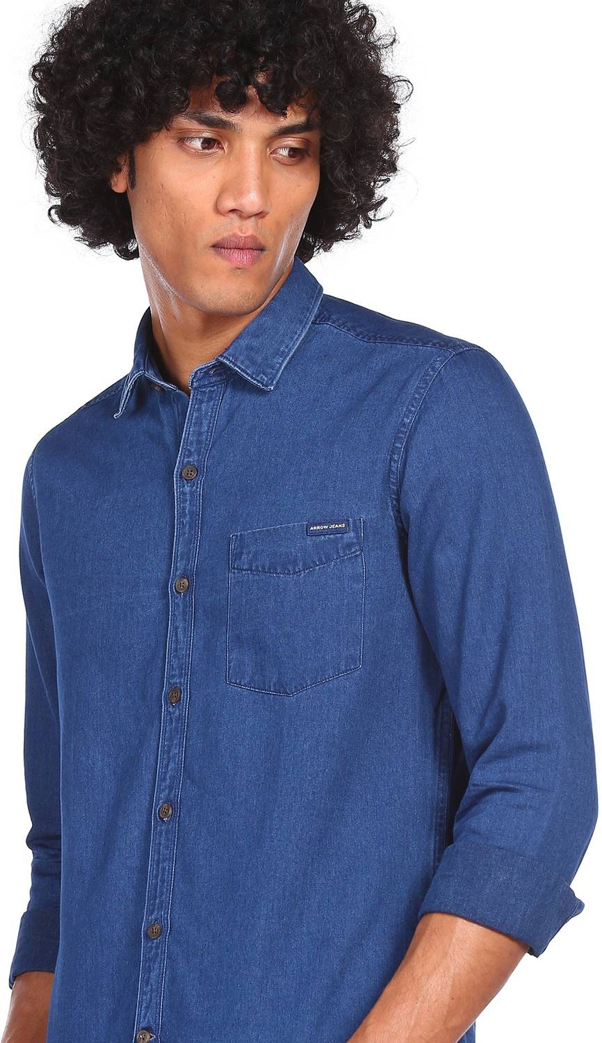 Arrow Sport Men Solid Casual Blue Shirt