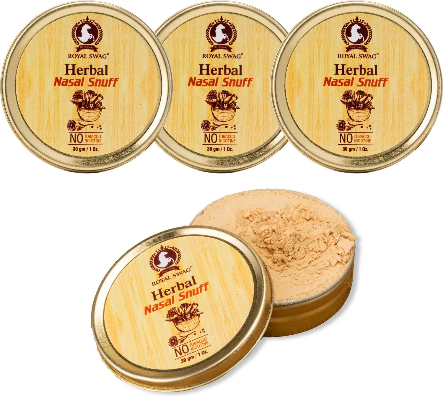 ROYAL SWAG Herbal Nasal Snuff Tobacco Free- Nicotine And Tobacco Free Mint  Snuff 30g X 4 =120 Gram Smoking Cessations Price in India