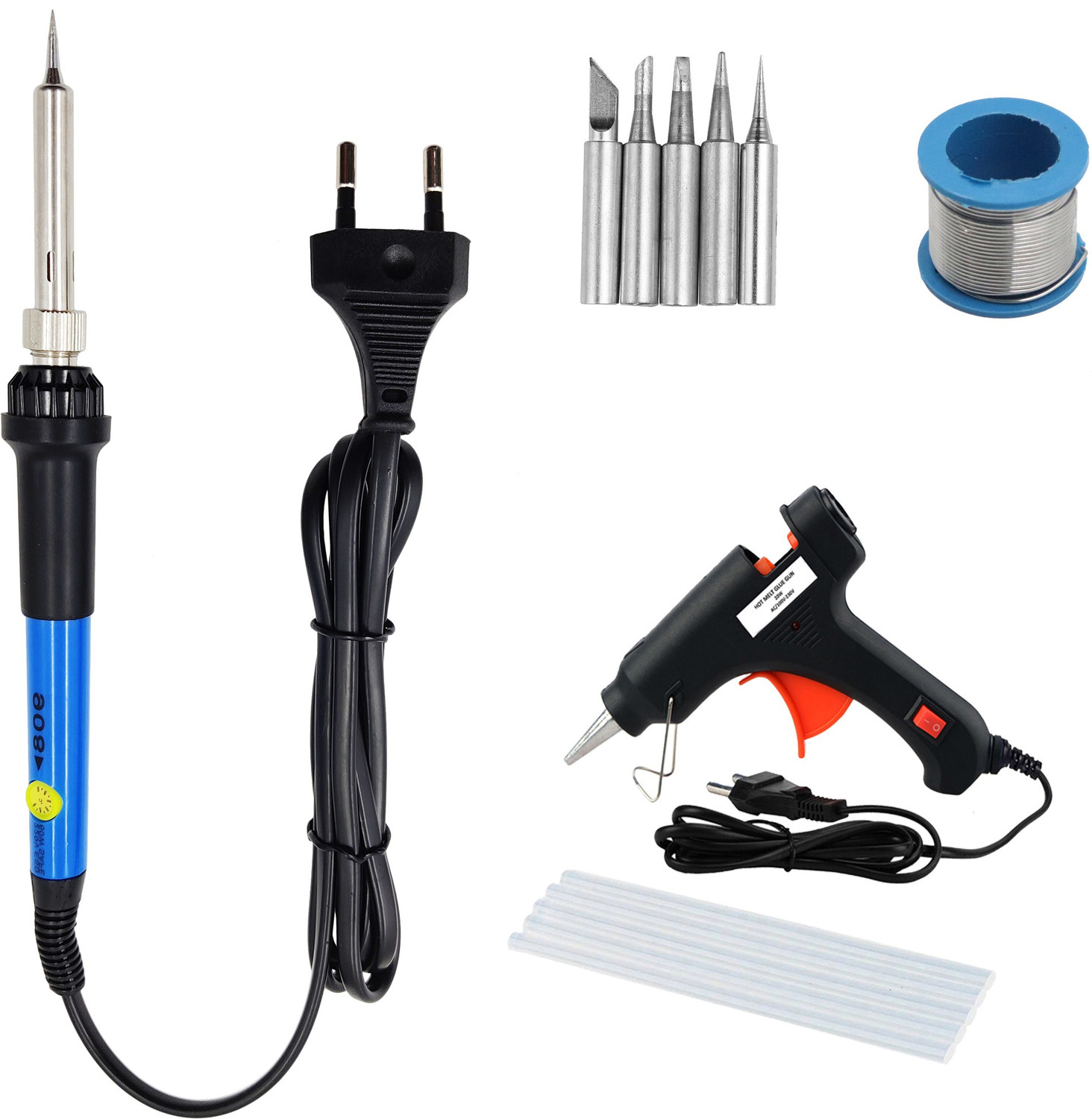 Image of Hillgrove Electronic 4in1 Professional Mobile Soldering Equipment Tool Machine Glue Gun Combo Kit Set with Flux Paste and Wire 60 W Temperature Controlled