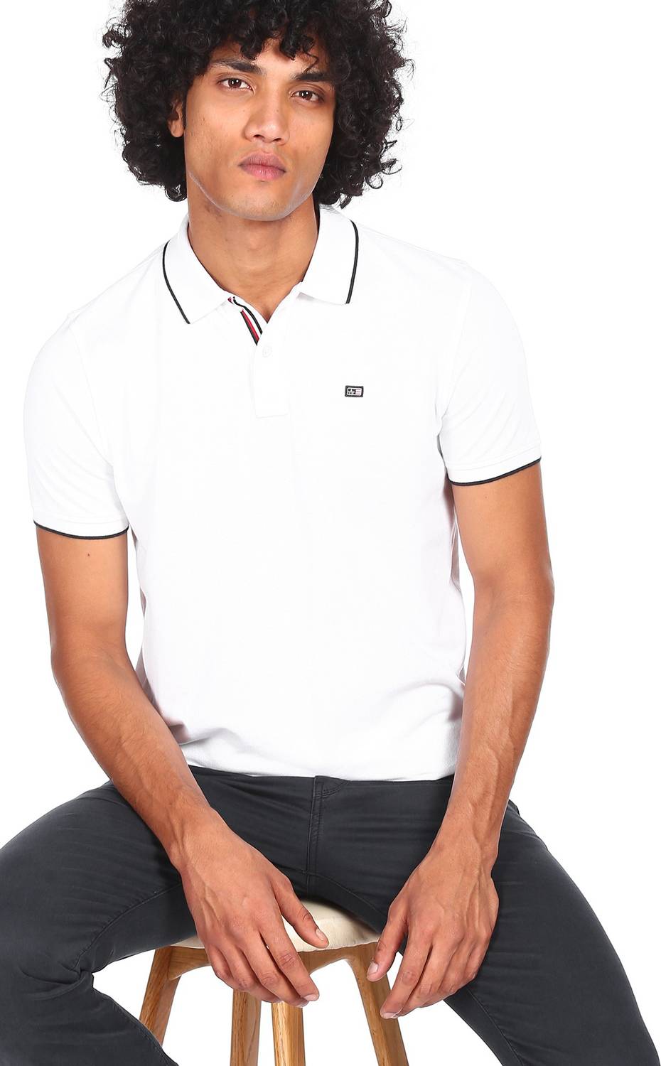 Arrow Sport Solid Men Polo Neck White T-Shirt