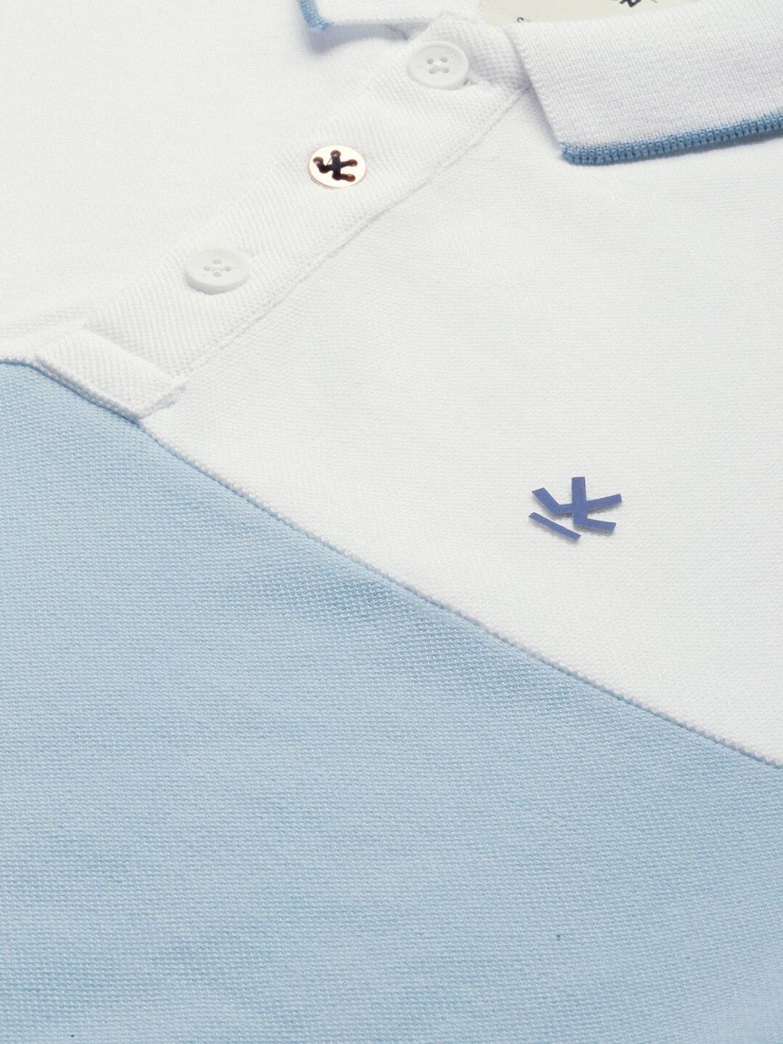 Image of WROGN Colorblock Men Polo Neck Light Blue, White T-Shirt