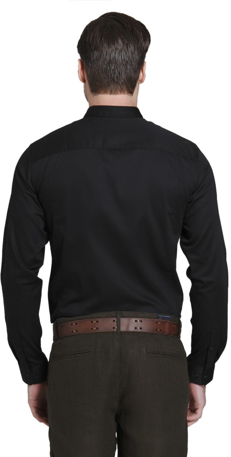 Image of JACK & JONES Men Solid Casual Black Shirt