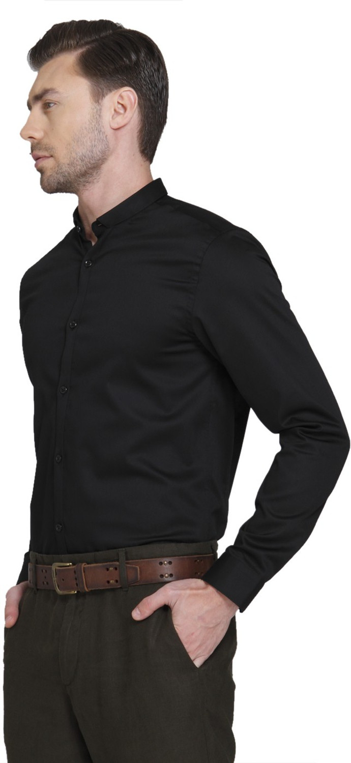 Image of JACK & JONES Men Solid Casual Black Shirt