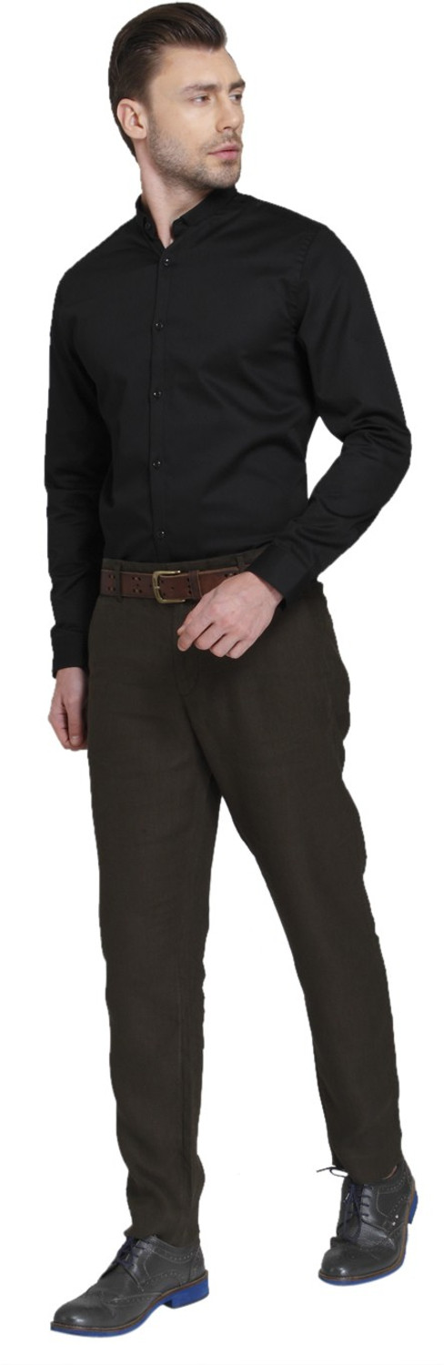 Image of JACK & JONES Men Solid Casual Black Shirt