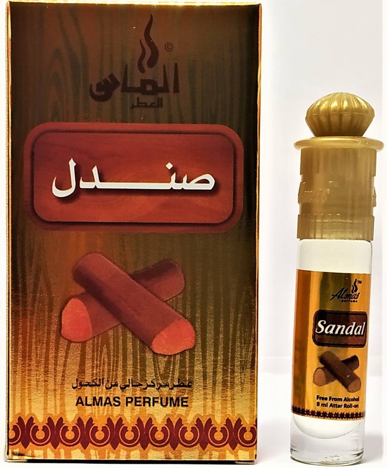 Almas BRAND 100% ORIGINAL (SANDAL) GREAT FRAGRANCE LONG-LASTING FOR MEN & WOMEN (UNISEX) 8ML Herbal Attar