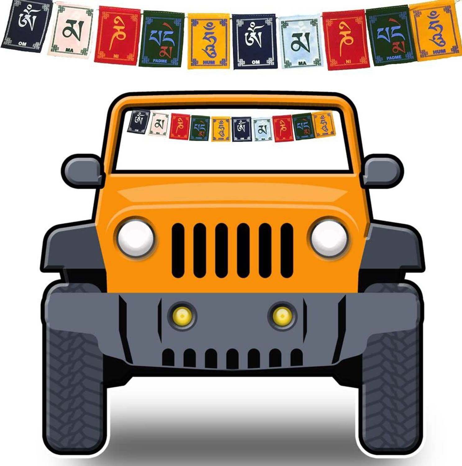 Buddhist Prayer Flag Car (Pack of 2) Leh Ladakh Flag Car | Tibetan Prayer Flag Car Interior Decoration | Leh Ladakh Flag Car | Buddhist flag for CAR | Tibetan Flag for Car Set of 2 Car Window Flag 195.6 cm x 30.5 cm by Auto MT