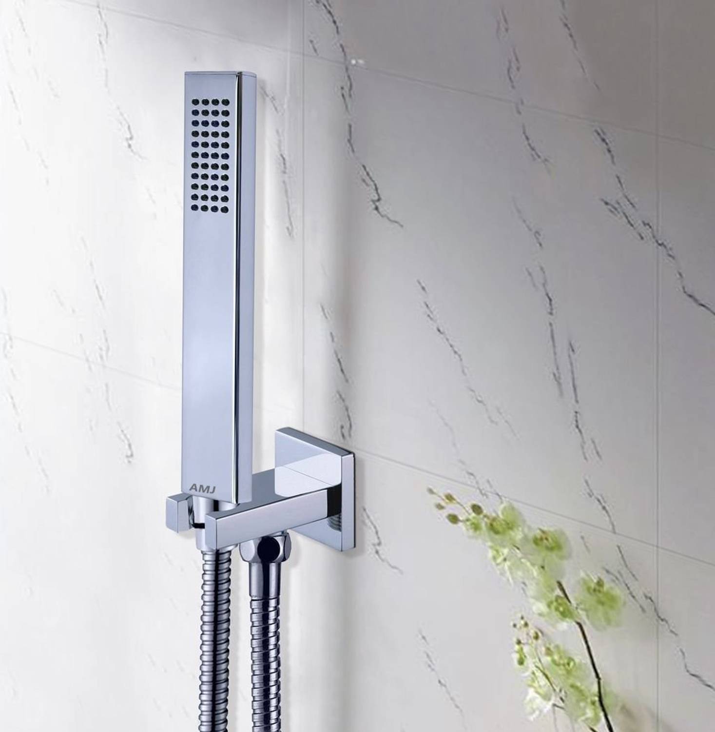 AMJ Premium ARCTIC (ABS) Hand Spray Hand Shower with 1mtr SS Shower Tube and Wall Hook Shower Head