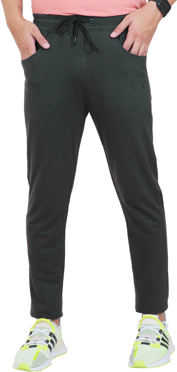 Acid & Metal Solid Men Olive Track Pants