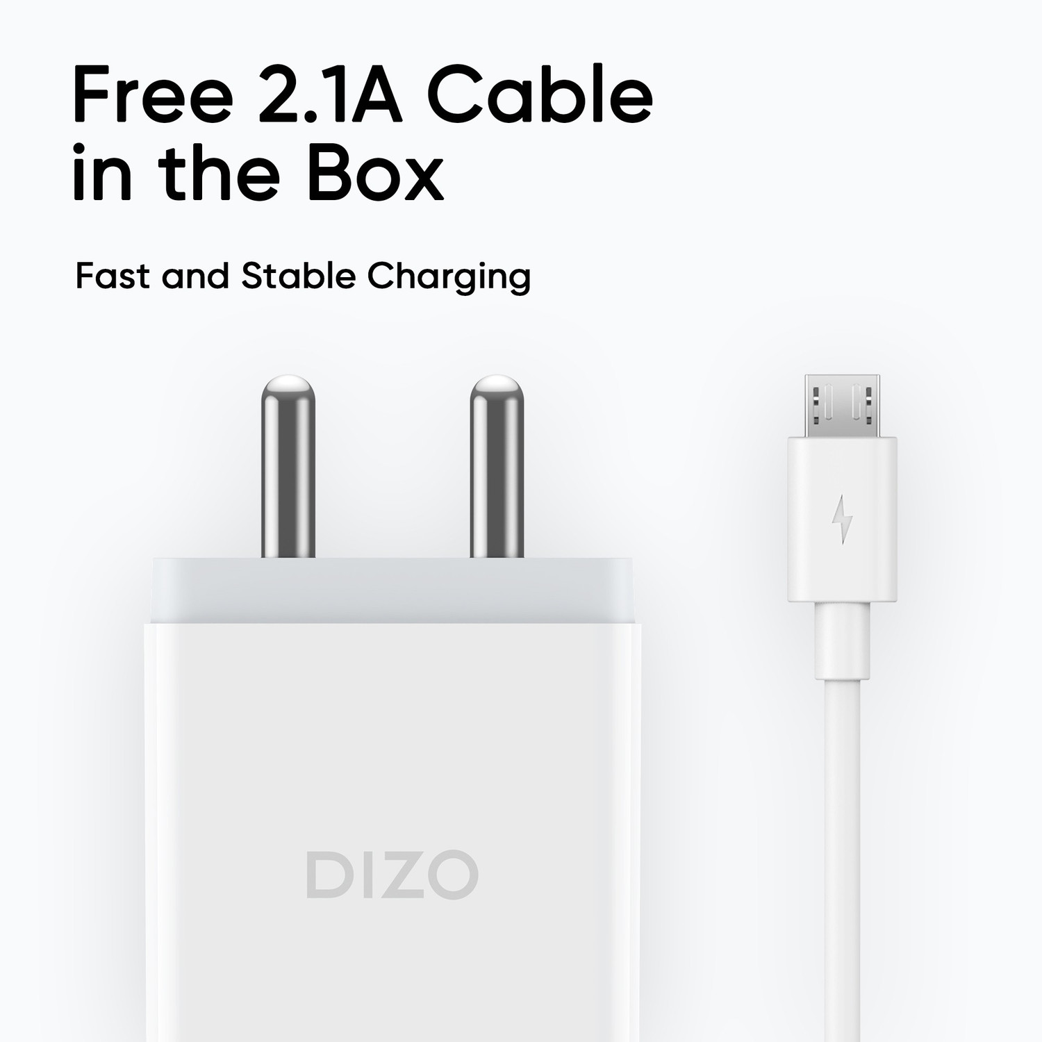Image of DIZO by realme TechLife 10 W 2.1 A Wall Charger for Mobile with Detachable Cable