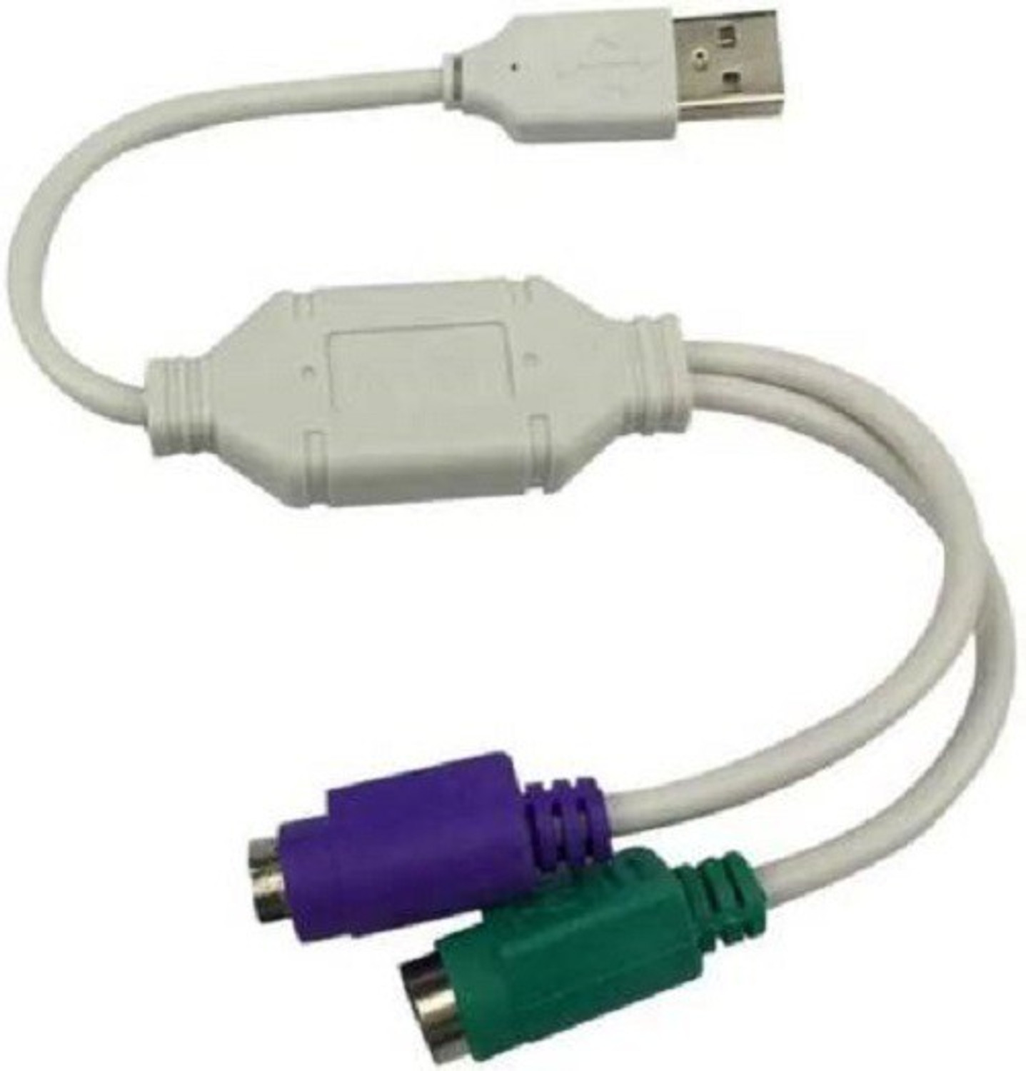 Image of InfiDeals KVM Cable 1 m USB 2.0 To PS2 Keyboard Mouse Cable Converter Connector -1 m KVM Cable (Compatible with Keyboard, Mouse, White)