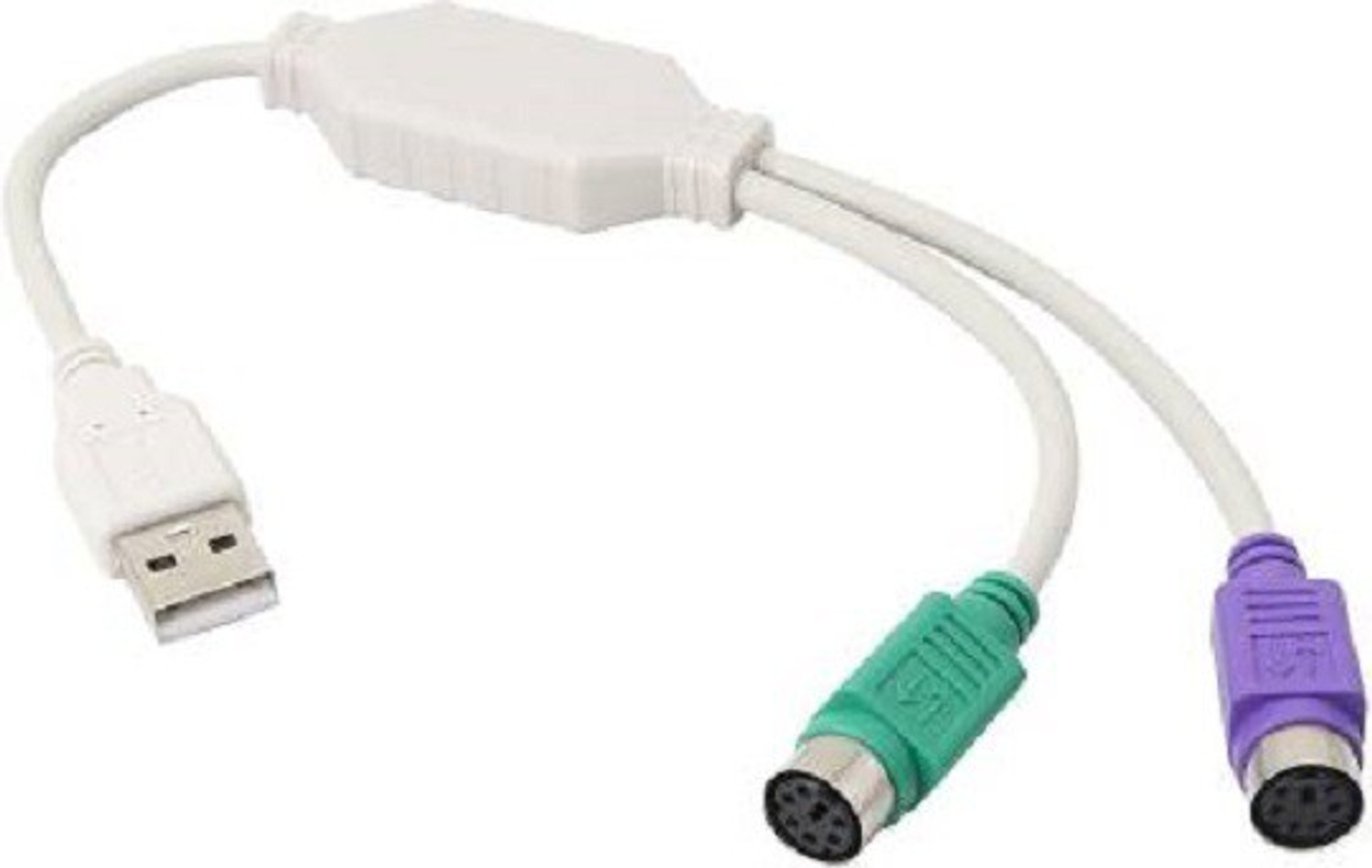 Image of InfiDeals KVM Cable 1 m USB 2.0 To PS2 Keyboard Mouse Cable Converter Connector -1 m KVM Cable (Compatible with Keyboard, Mouse, White)