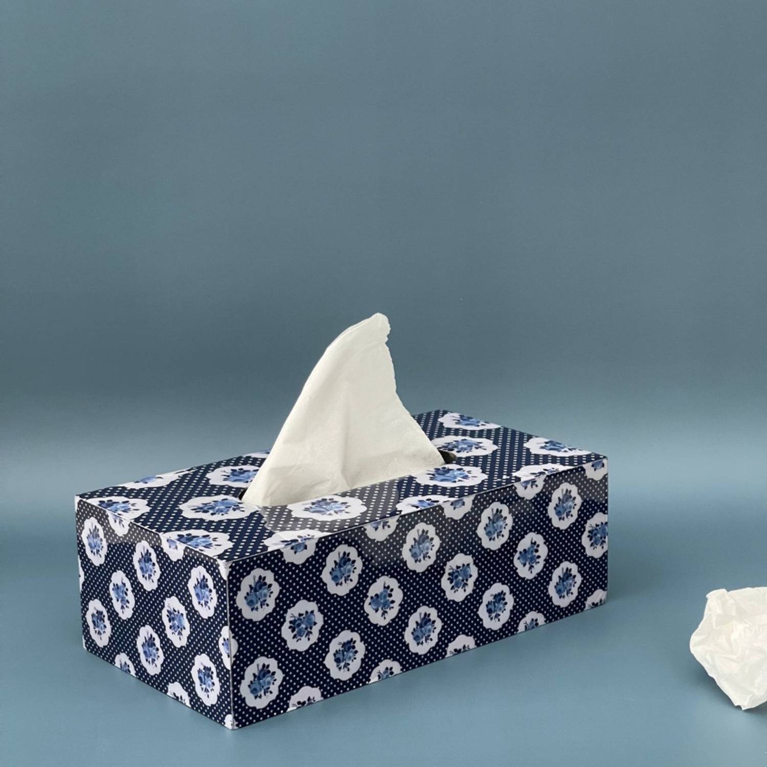 casagold 1 Compartments MDf, Printed Wooden Tissue Holder for Home / Kitchen / Car - (Blue) Tissue box