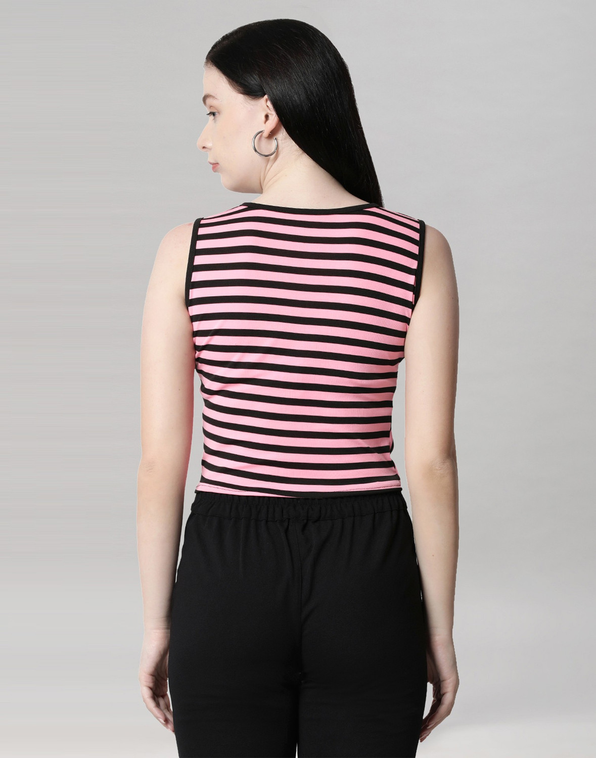 Image of Selvia Casual Striped Women Pink Top