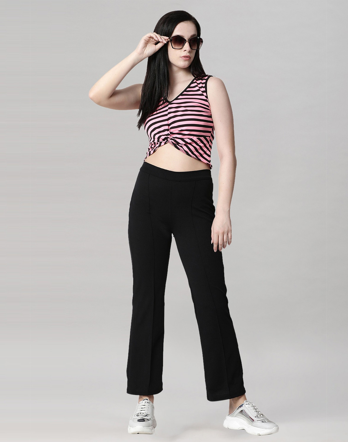 Image of Selvia Casual Striped Women Pink Top