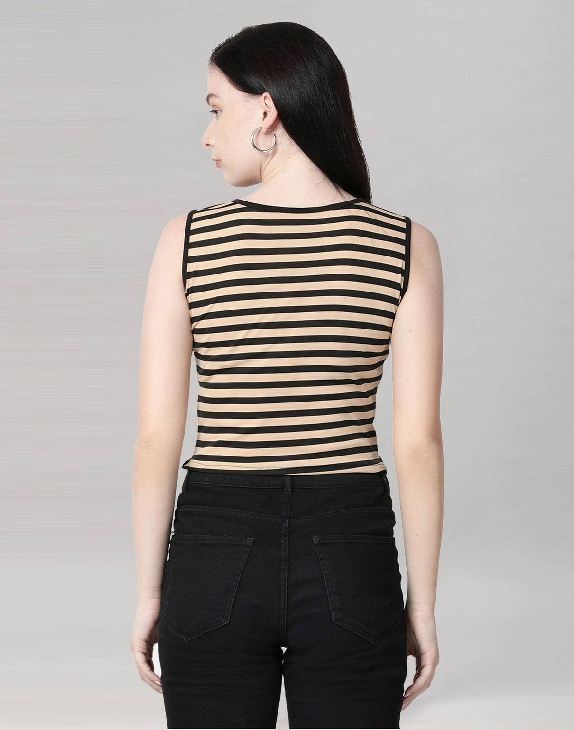 Image of Selvia Casual Striped Women Beige Top