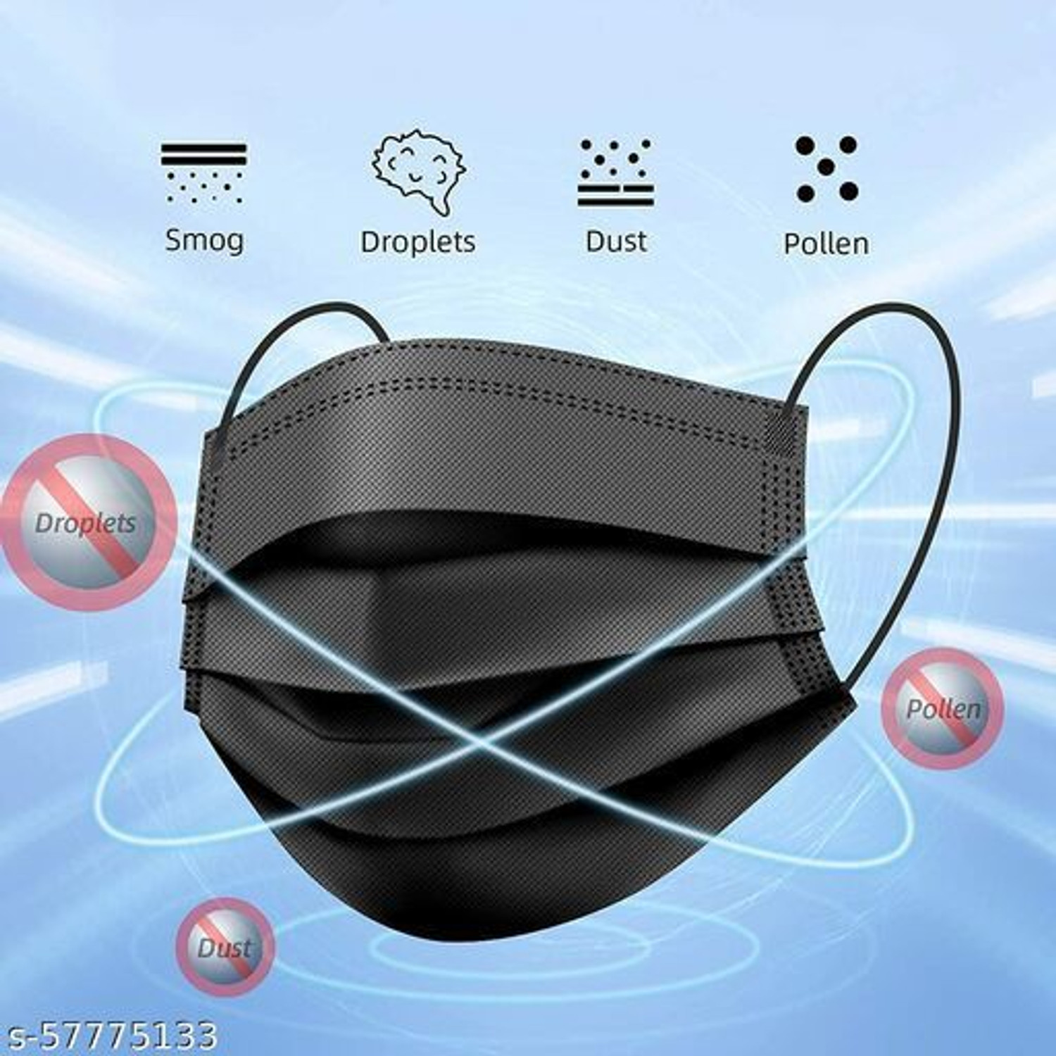 Image of DM SPECIALLY FOR SPECIALIST Package: 50 Pcs black face mask packaged in a box 3-ply design, with a melt-blown polypropylene filtration layer. How to use: Remember 1. Keep the black-side outside 2.Keep the nose clip on the upper side. You won't be wrong. Water Resistant Surgical Mask With Melt Blown Fabric Layer