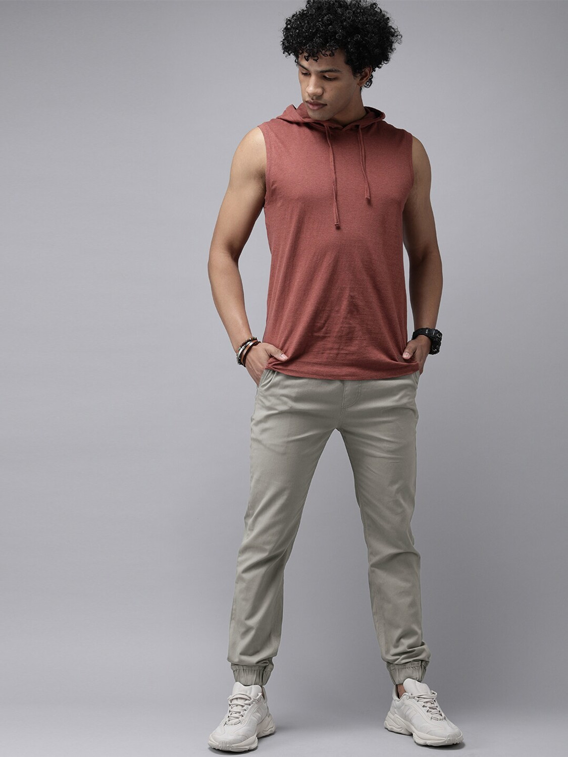 Image of Roadster Regular Fit Men Grey Trousers