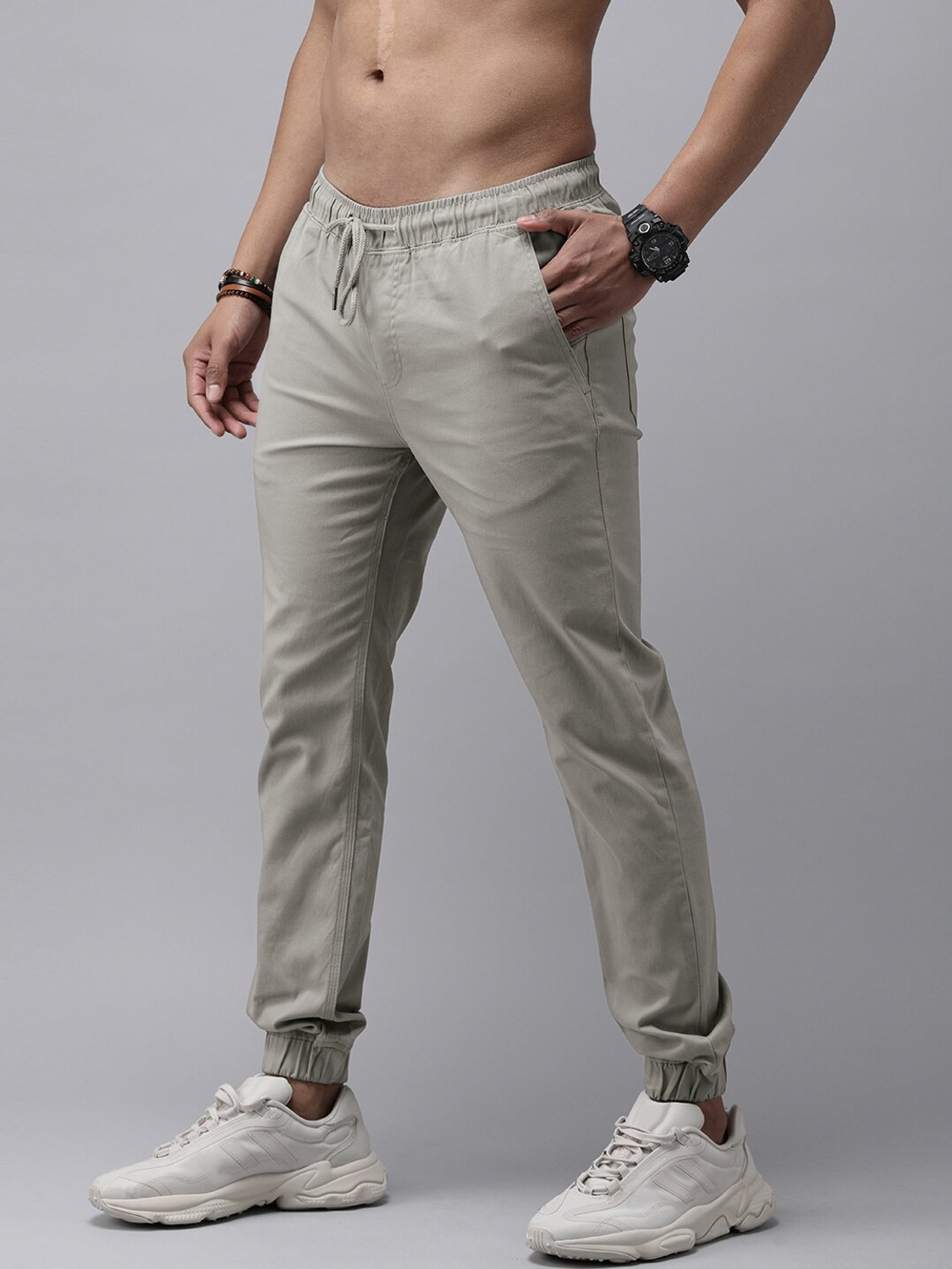 Image of Roadster Regular Fit Men Grey Trousers