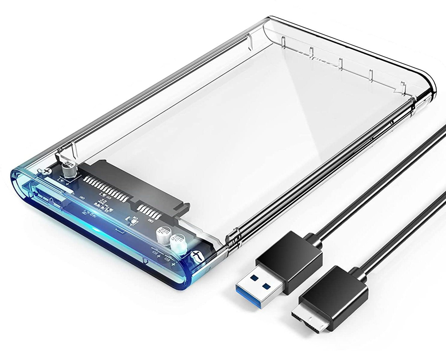 Image of TEQGO SMACC TRANSPARENT 2.5 inch Shock Resistant SATA 1 /2 /3 USB 3.0 HARD DRIVE EXTERNAL CASE PLUG AND PLAY