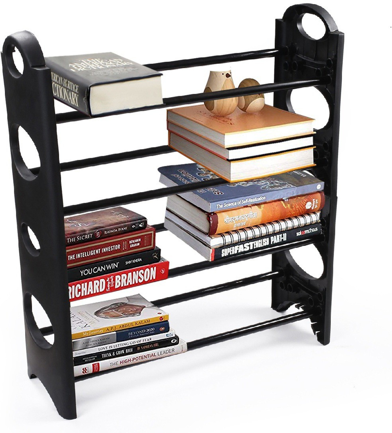 Image of TNT The Next Trend Multipurpose Foldable Kaan Shoe Rack Cabinet Organizer 4 Shelves Metal Open Book Shelf