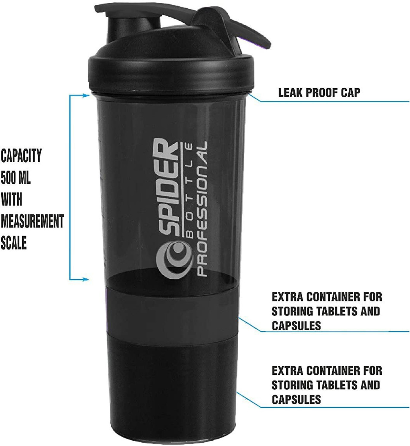 Image of Pheonix Shaker Bottle | Gym Water Bottle | Shaker Cup, Diet Shaker with Blender ball 500 ml Plastic Shaker