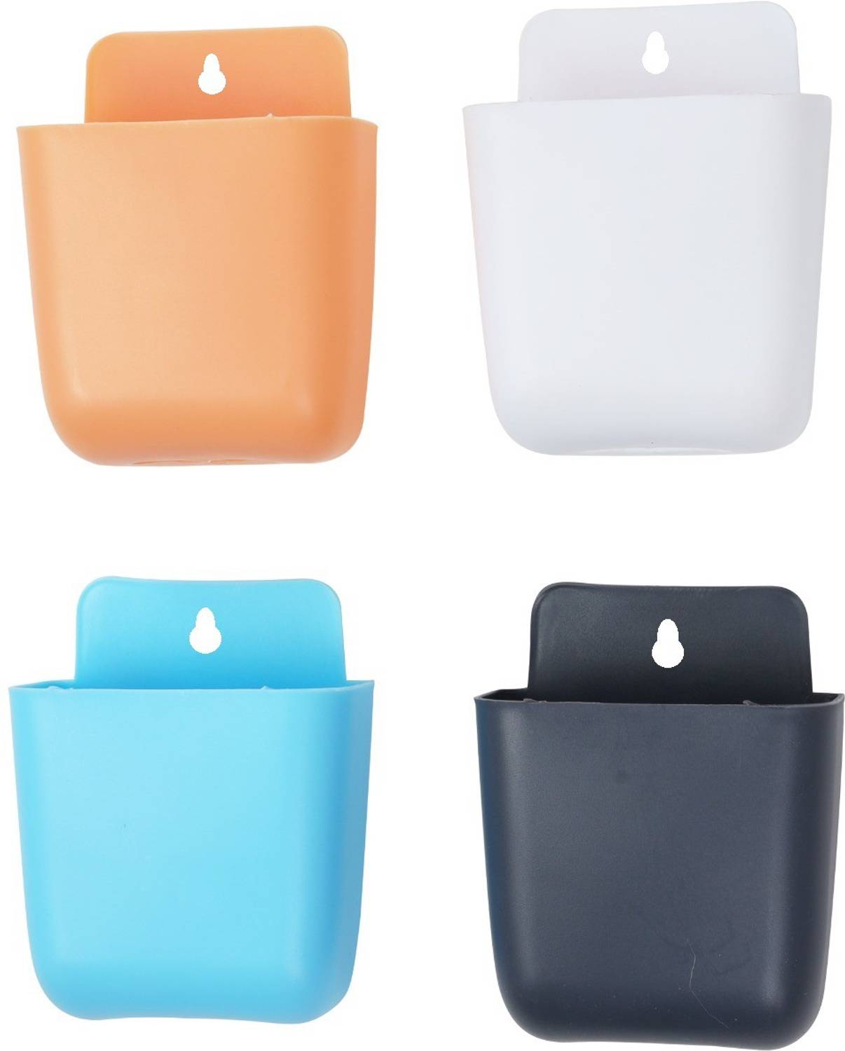Ality 4 PCS Multipurpose Wall Mounted Storage Organizer Case for Remote, Mobile,Phone Charger Plug Holder, Statinory Rack, Toothbrush Stand For Home & Office Mobile Holder PP (Polypropylene) Key Holder