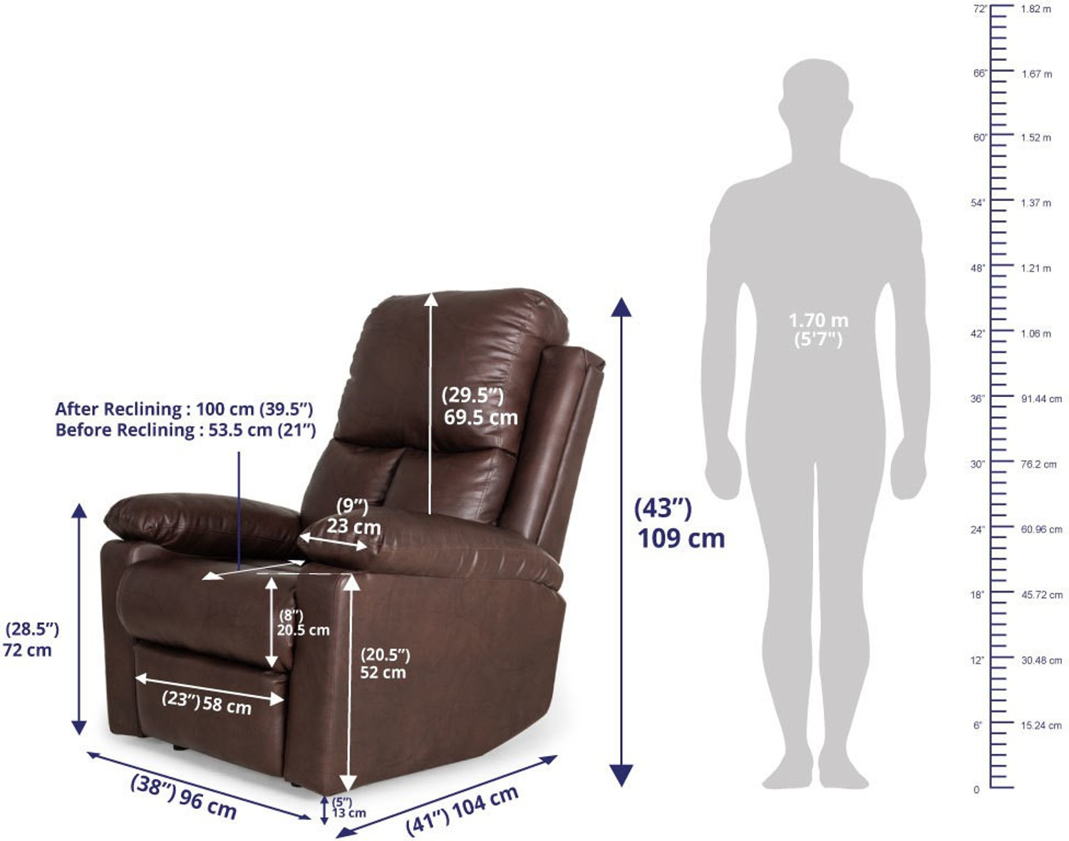 Image of Wakefit Stargazer Leatherette Manual Swivel & Rocker Recliner