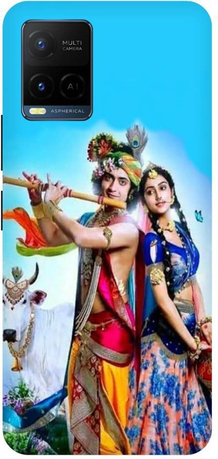 Bluvver Back Cover for Vivo Y33s, V2109, Printed Radha Krishna Back Cover
