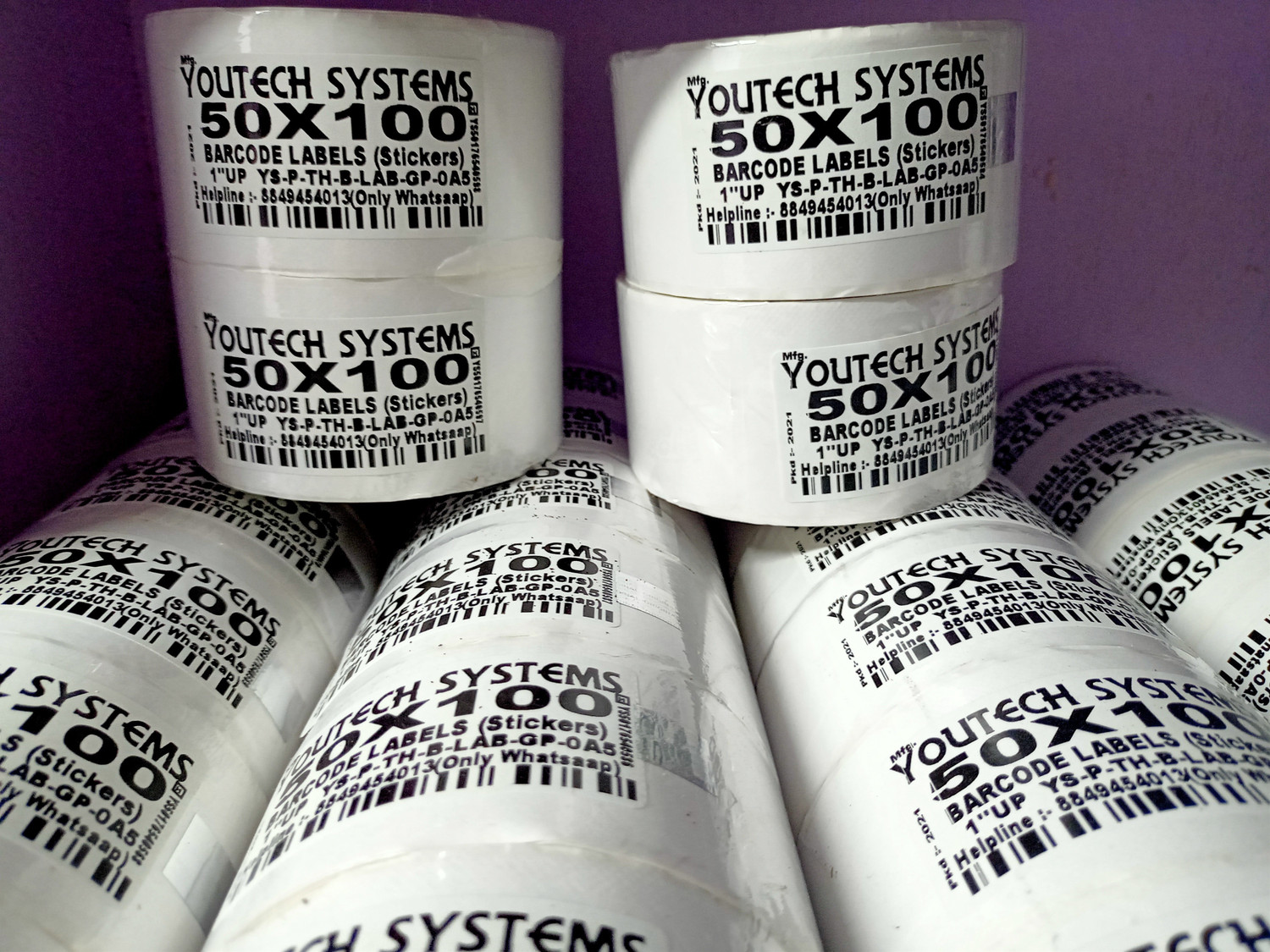 Image of youlogic 50 mm X 100 mm, (White) Direct Thermal Barcode Labels (DT), Set of 3 Roll, 800 Labels In Roll, No Need Carbon Ribbon, Labels /Roll for Desktop Printer TSC, Zebra, Citzen, WEP, Datamax, Thosiba, Sato etc. ),Paper Label Stickers,1''up (Smooth White) dt Paper Label (White)