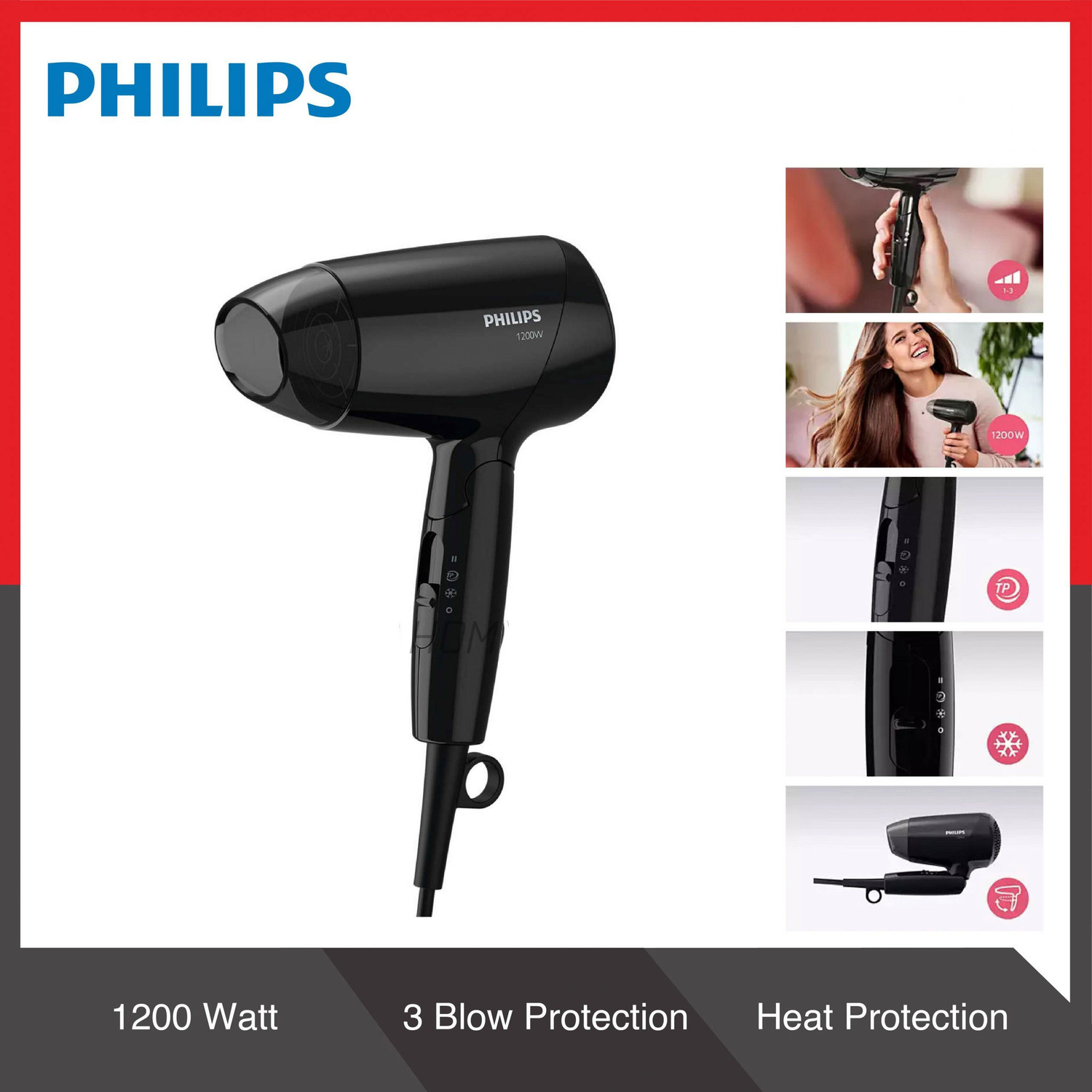 Image of PHILIPS BHC010 Hair Dryer-1200W & HP8303 Hair Straightener With Premium Hot Curl Brush Personal Care Personal Care Appliance Combo