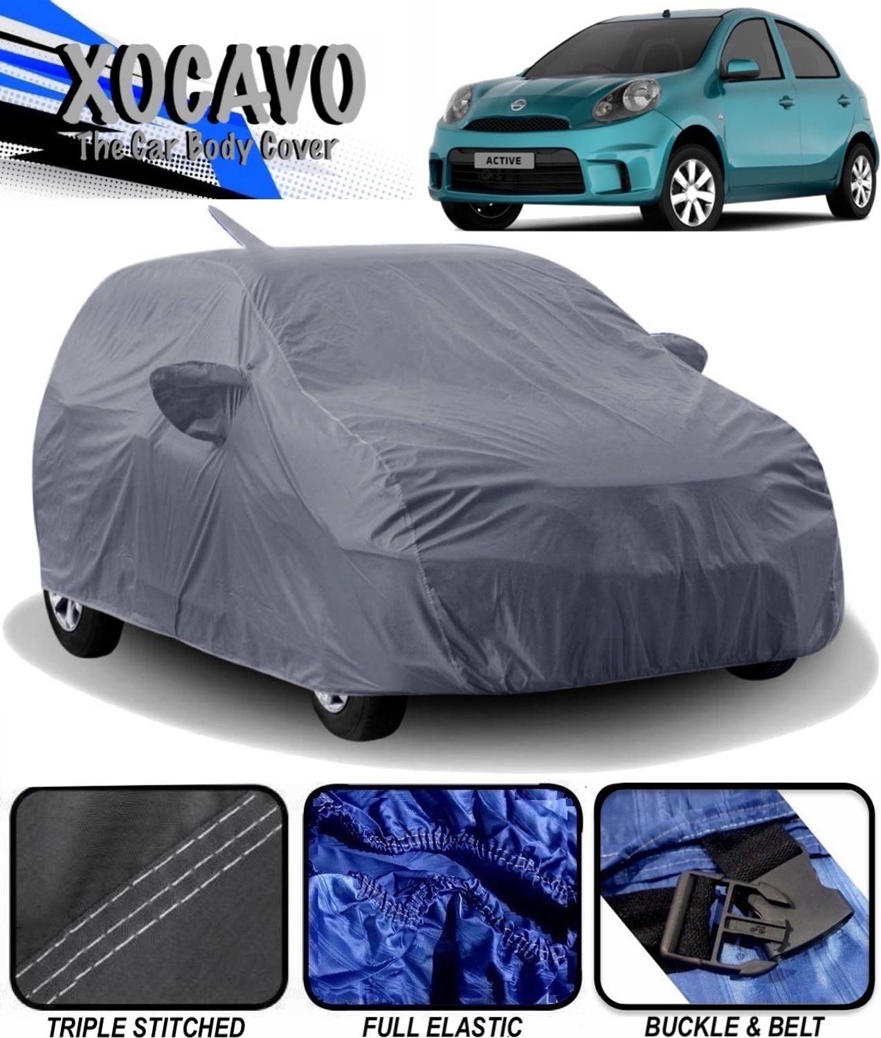 XOCAVO Car Cover For Nissan Micra Active (With Mirror Pockets)