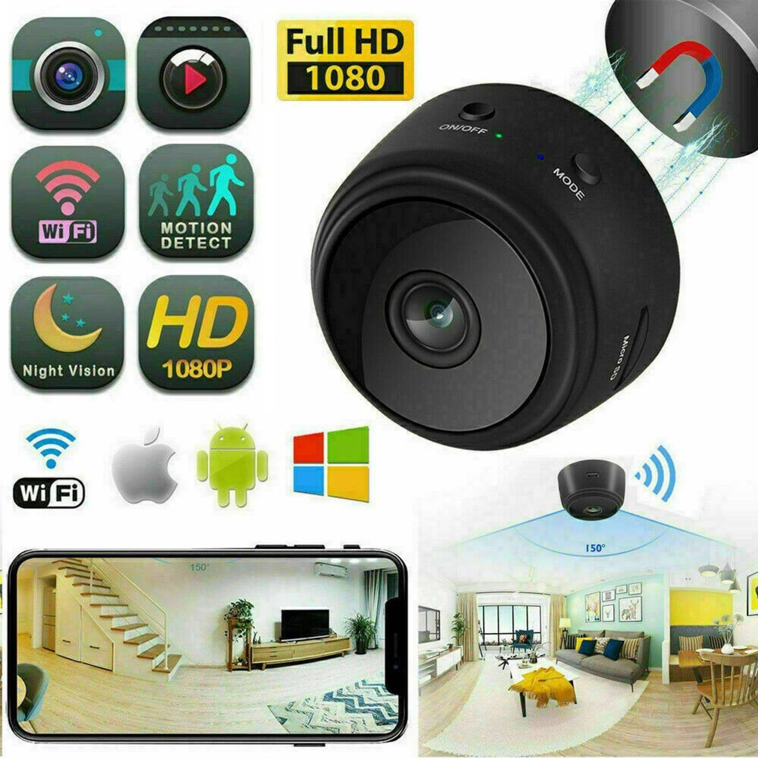 AVOIHS Hidden Mini Spy Camera with Audio and Video Live Feed WiFi with Cell Phone App Wireless Recording 1080p Hd Mini Nanny Cams with Motion Detection Spy Cameras Security Camera