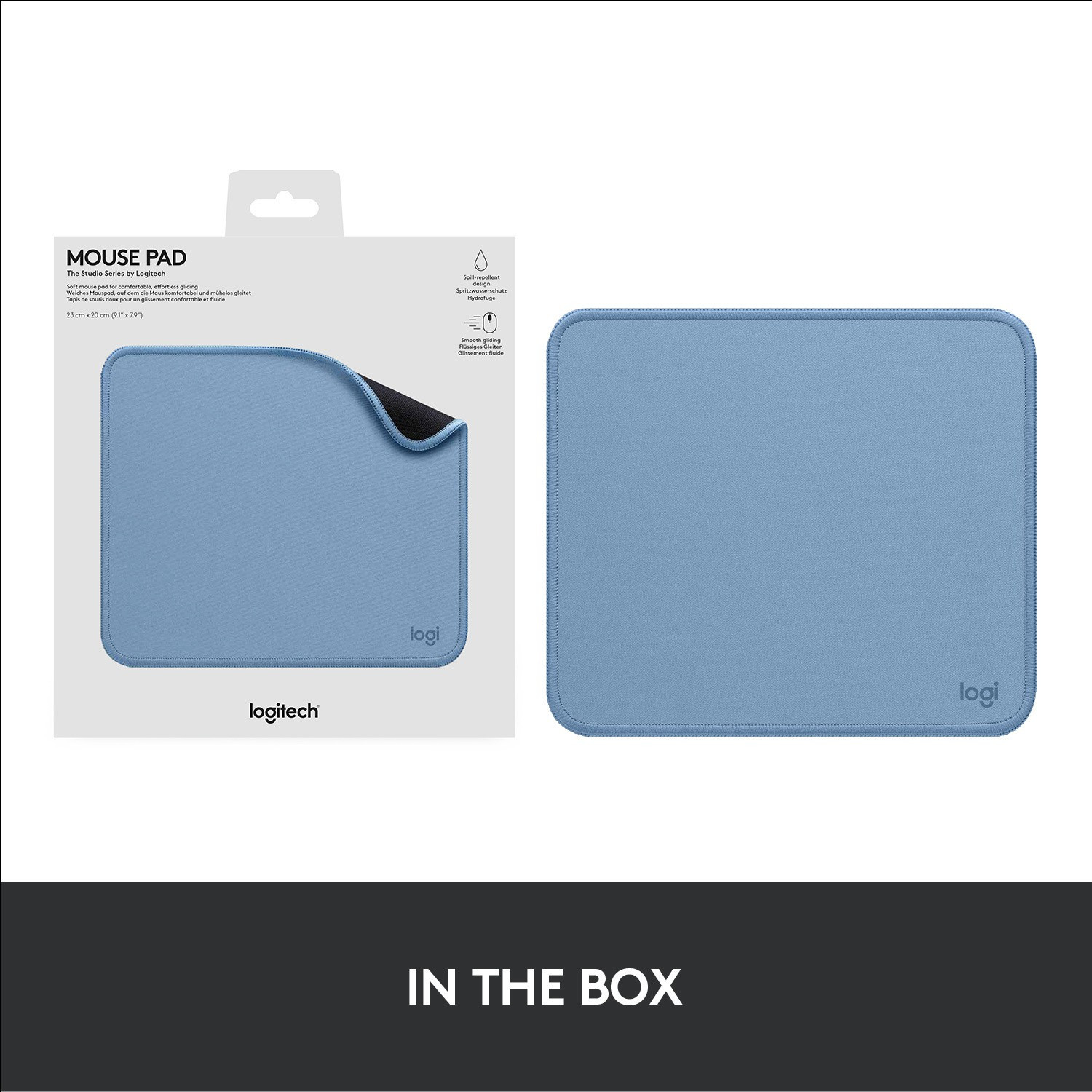 Image of Logitech Mouse Pad Blue Grey Non Slip Base Mousepad