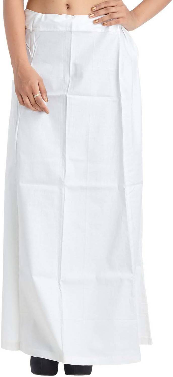 Abn Traders Solid White Cotton Blend Petticoat
