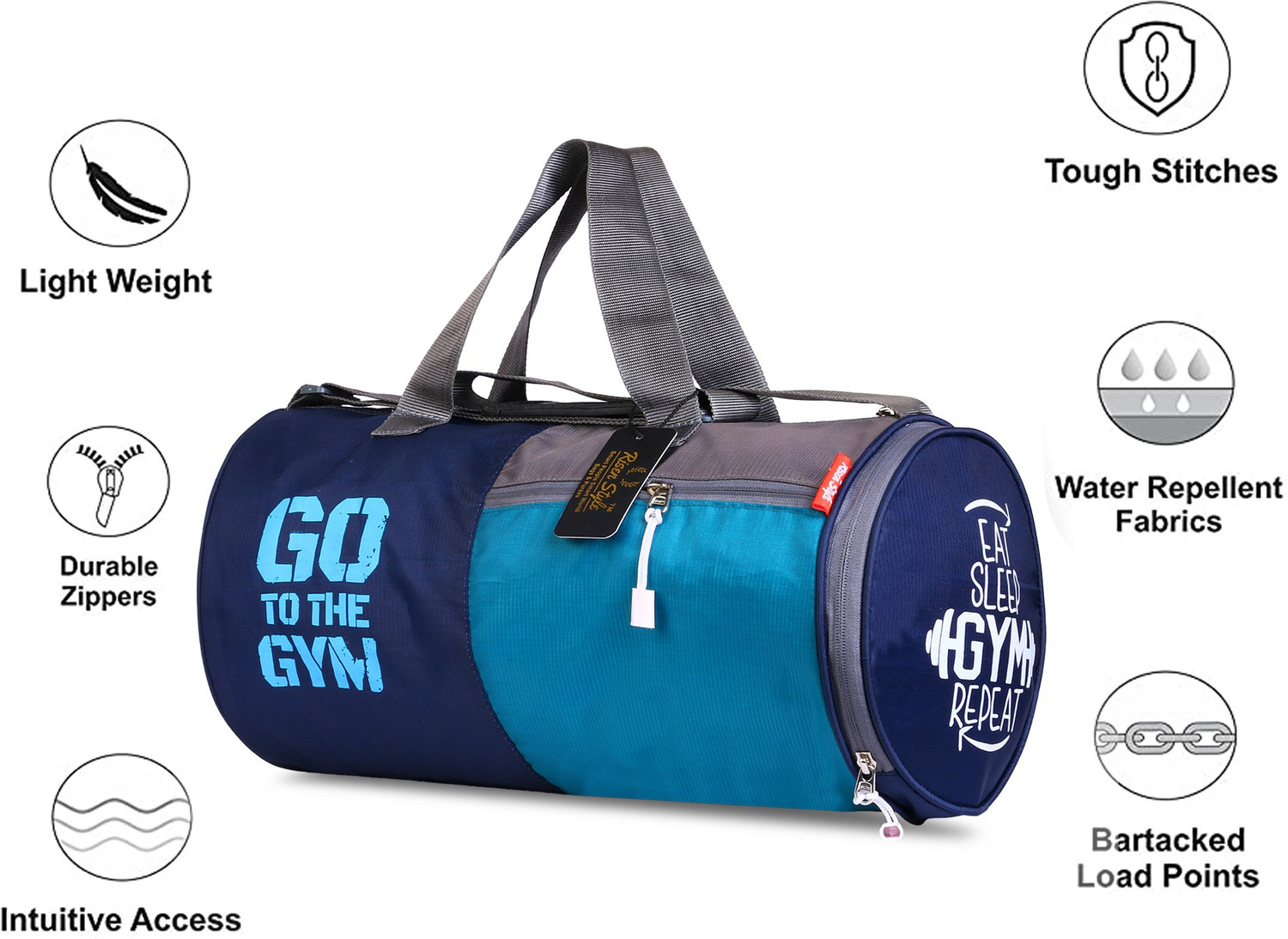Image of Risen style Duffle /Gym Bag /Shoulder Bag for Men & Women (Blue, Kit Bag) Gym Duffel Bag