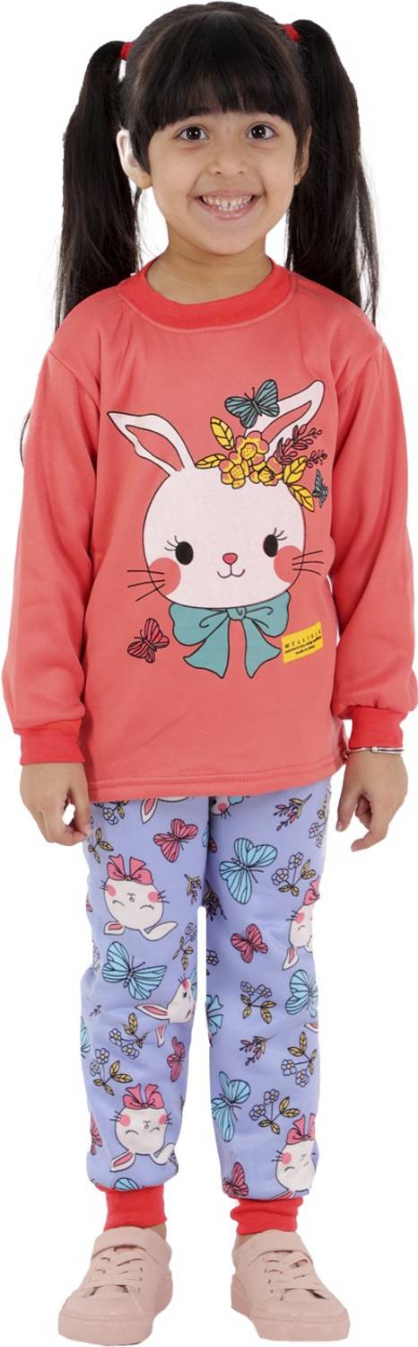 AHHAAAA Graphic Print Round Neck Casual Baby Girls Orange Sweater